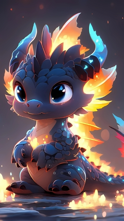 anh nền rồng con chibi màu sắc