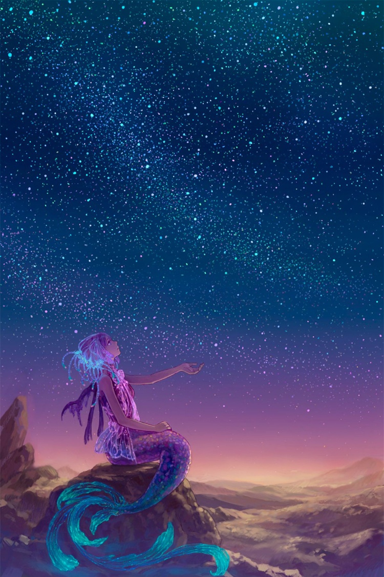 Ảnh cung Song Ngư anime ngắm bầu trời