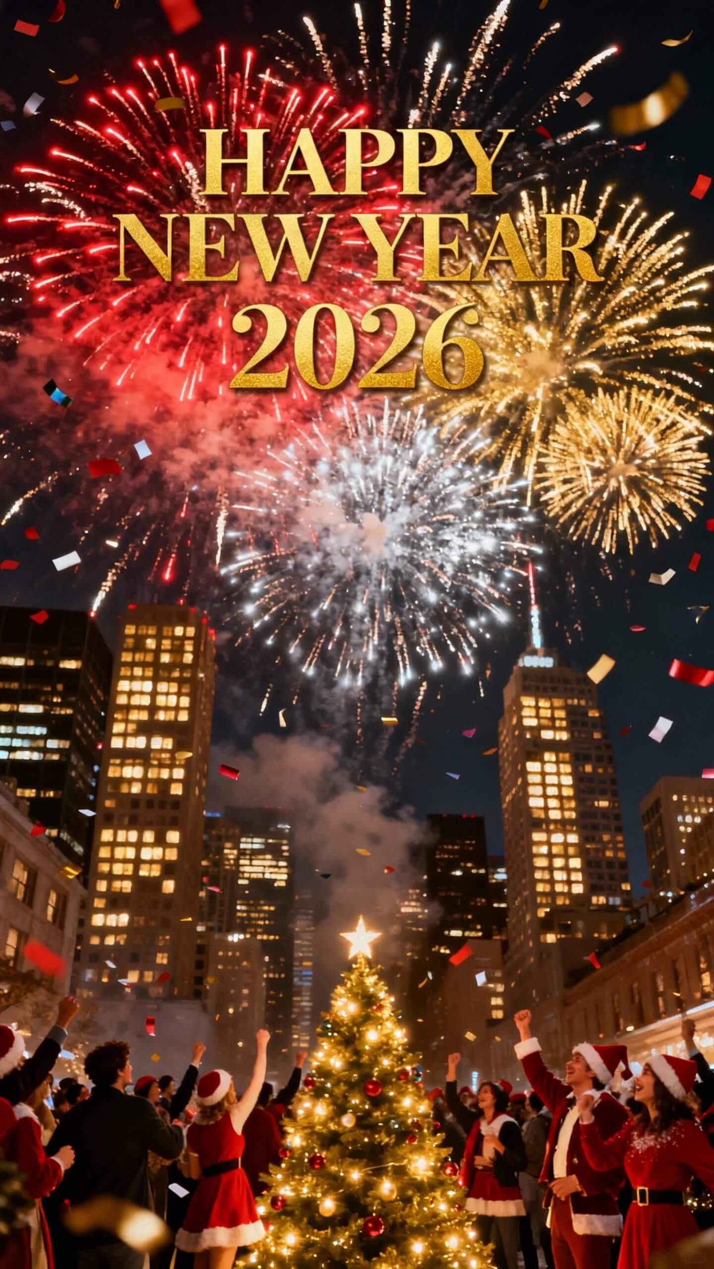 Hình nền điện thoại Happy New Year 2026 Noel rực rỡ