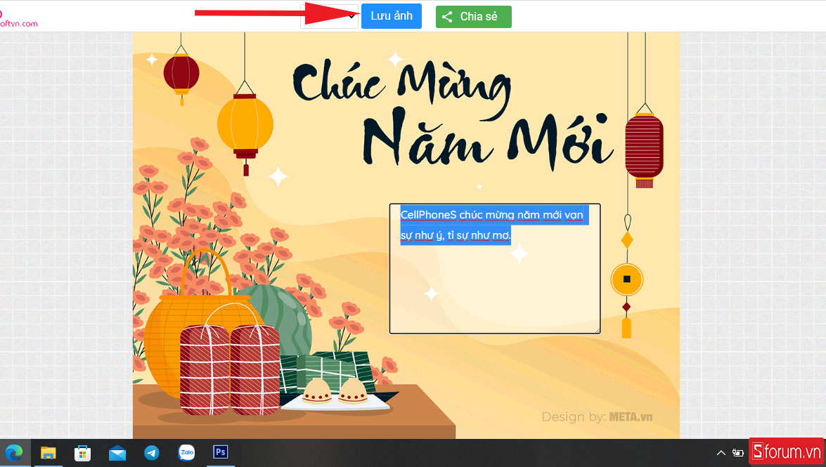 Cách làm thiệp chúc mừng năm mới trên Thiệp sofvn.com - Bước 2