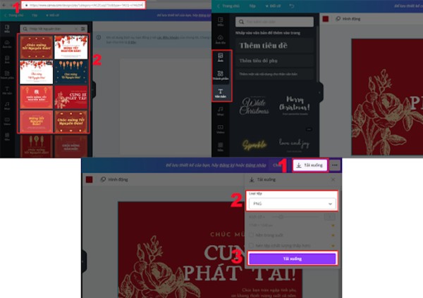 Thao tác các bước thiết kế thiệp chúc mừng năm mới bằng Canva
