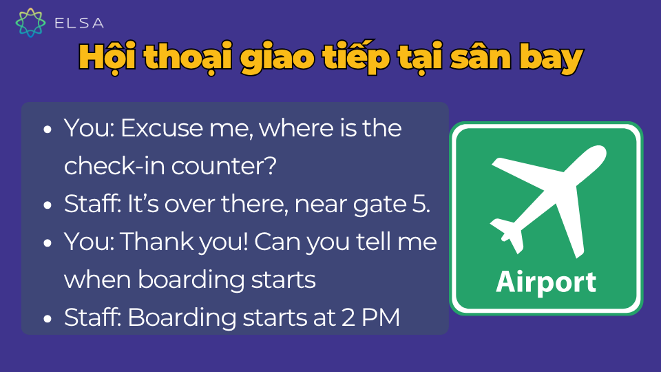 Hội thoại giao tiếp tình huống tại sân bay