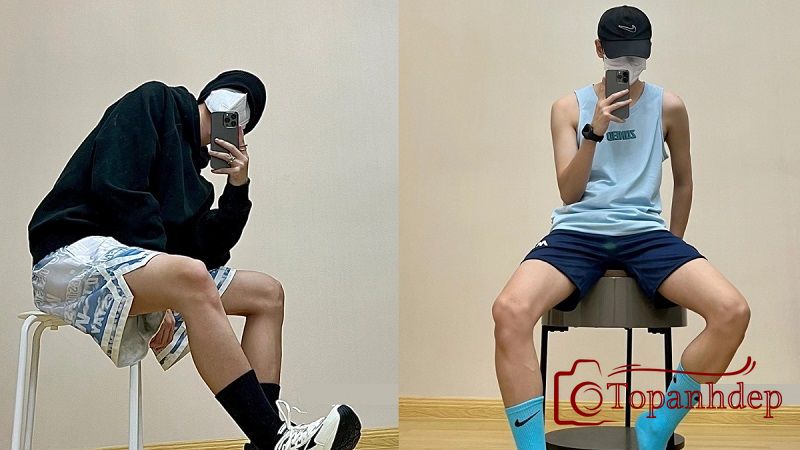 Trai đẹp chụp ảnh thời trang trước gương