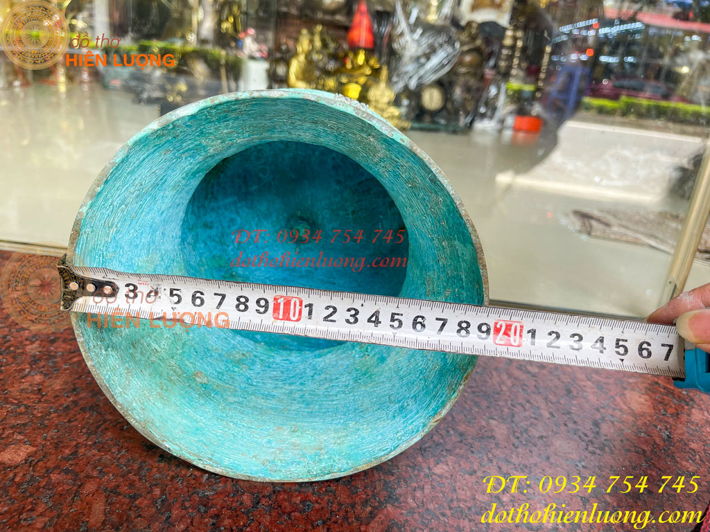 Quả Trống Đồng Màu Xanh Giả Cổ ĐK 20cm