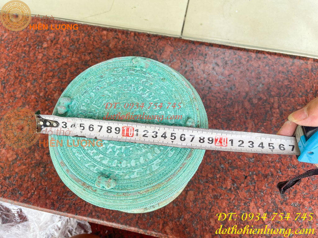 Quả Trống Đồng Màu Xanh Giả Cổ ĐK 20cm