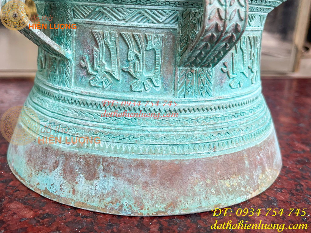 Quả Trống Đồng Màu Xanh Giả Cổ ĐK 20cm