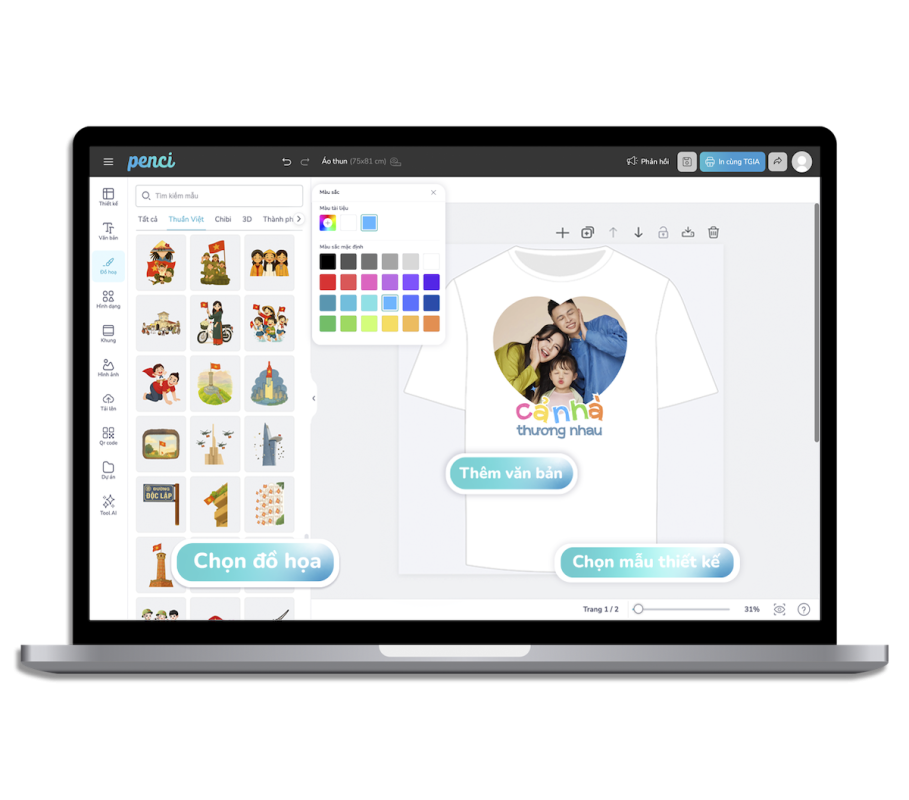 Thiết kế áo thun online và in áo thun theo yêu cầu đẹp, chất lượng và giao hàng toàn quốc từ 1 cái