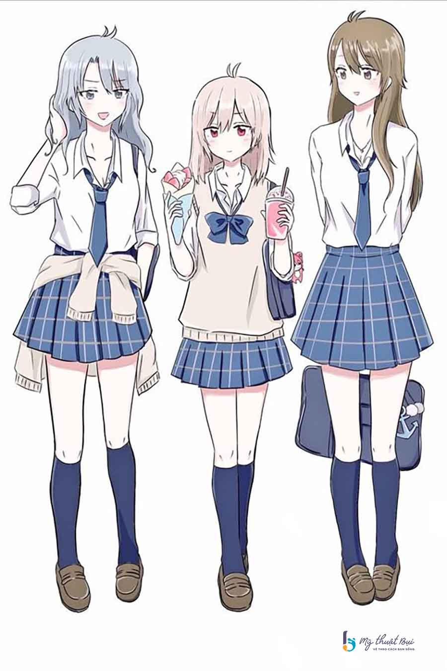 Vẽ váy học sinh anime