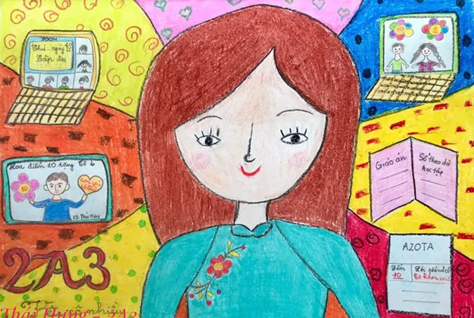 85 bức tranh vẽ cô giáo đẹp, ý nghĩa nhân ngày 20/11 14