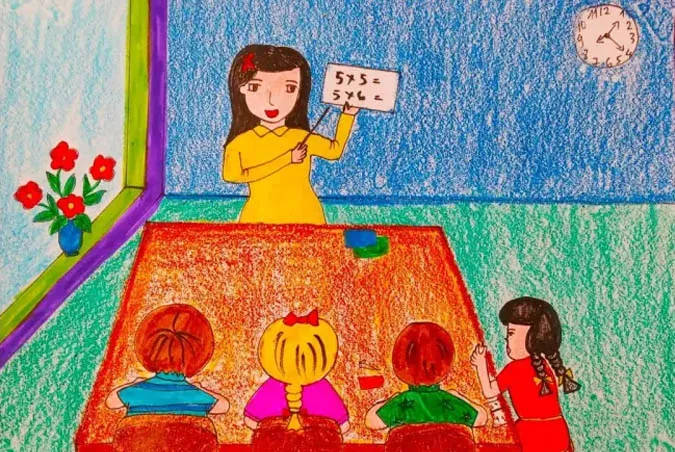 85 bức tranh vẽ cô giáo đẹp, ý nghĩa nhân ngày 20/11 23