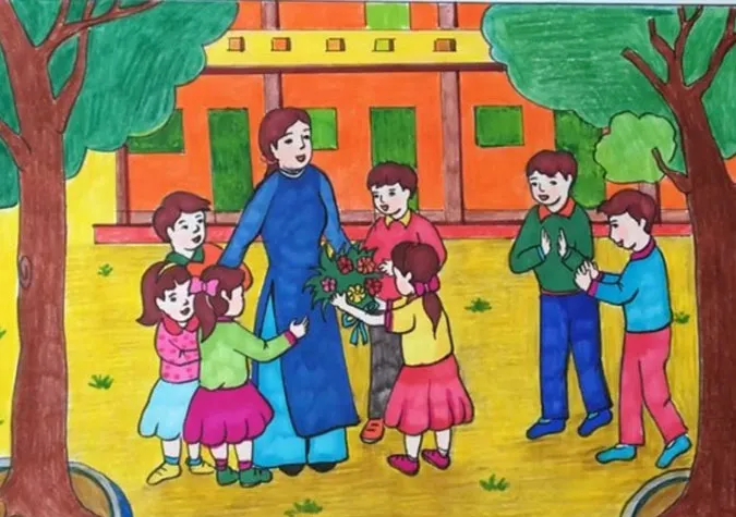 85 bức tranh vẽ cô giáo đẹp, ý nghĩa nhân ngày 20/11 28