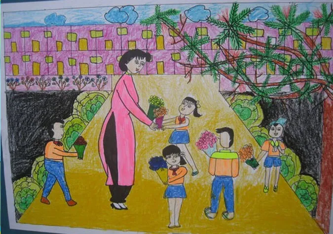 85 bức tranh vẽ cô giáo đẹp, ý nghĩa nhân ngày 20/11 30