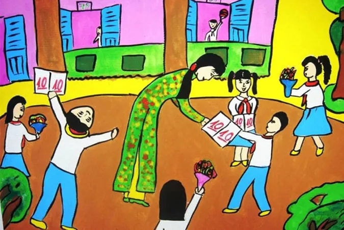 85 bức tranh vẽ cô giáo đẹp, ý nghĩa nhân ngày 20/11 4