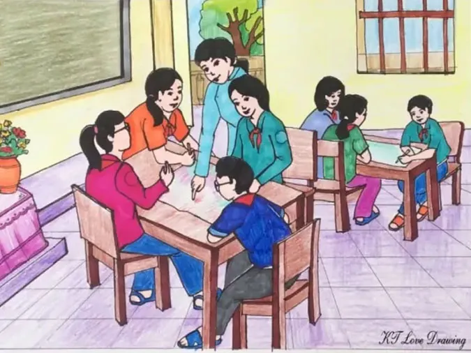 85 bức tranh vẽ cô giáo đẹp, ý nghĩa nhân ngày 20/11 32