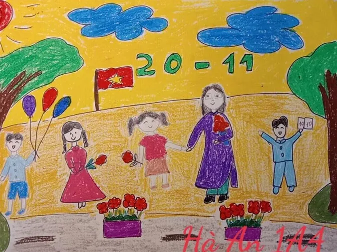 85 bức tranh vẽ cô giáo đẹp, ý nghĩa nhân ngày 20/11 39