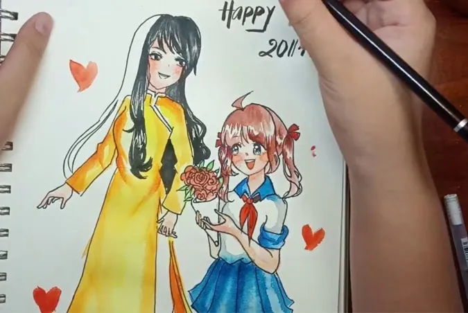 85 bức tranh vẽ cô giáo đẹp, ý nghĩa nhân ngày 20/11 71