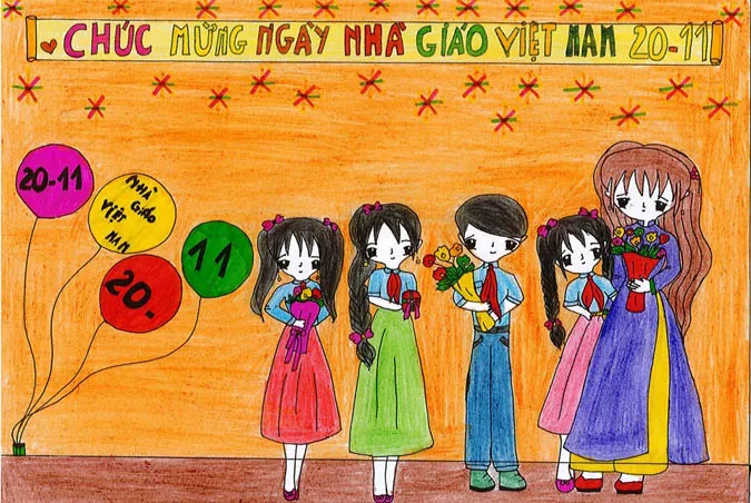 85 bức tranh vẽ cô giáo đẹp, ý nghĩa nhân ngày 20/11 72