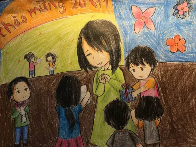 85 bức tranh vẽ cô giáo đẹp, ý nghĩa nhân ngày 20/11 73