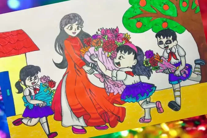 85 bức tranh vẽ cô giáo đẹp, ý nghĩa nhân ngày 20/11 75