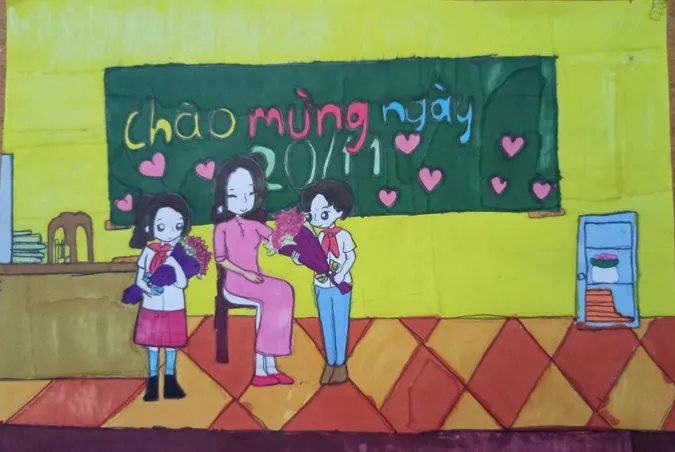 85 bức tranh vẽ cô giáo đẹp, ý nghĩa nhân ngày 20/11 82