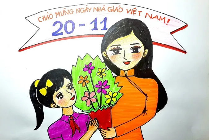 85 bức tranh vẽ cô giáo đẹp, ý nghĩa nhân ngày 20/11 83
