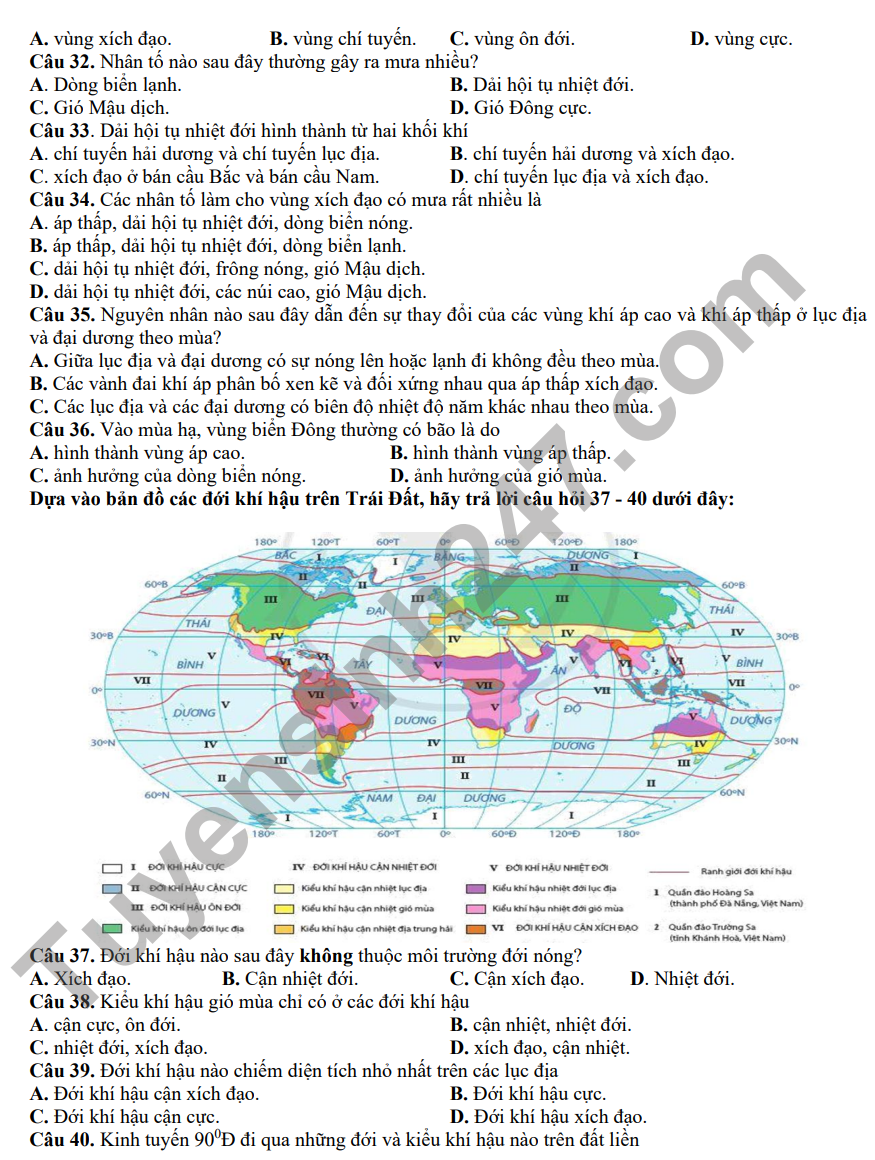 De cuong mon Dia on tap ki 1 lop 10 THPT Yen Hoa, Ha Noi 2022