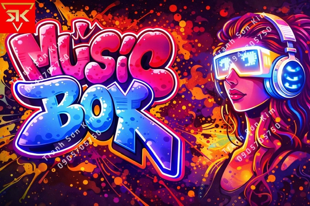 Tranh Dán Tường Music Box, Studio, Phòng Nhạc Cực Chill
