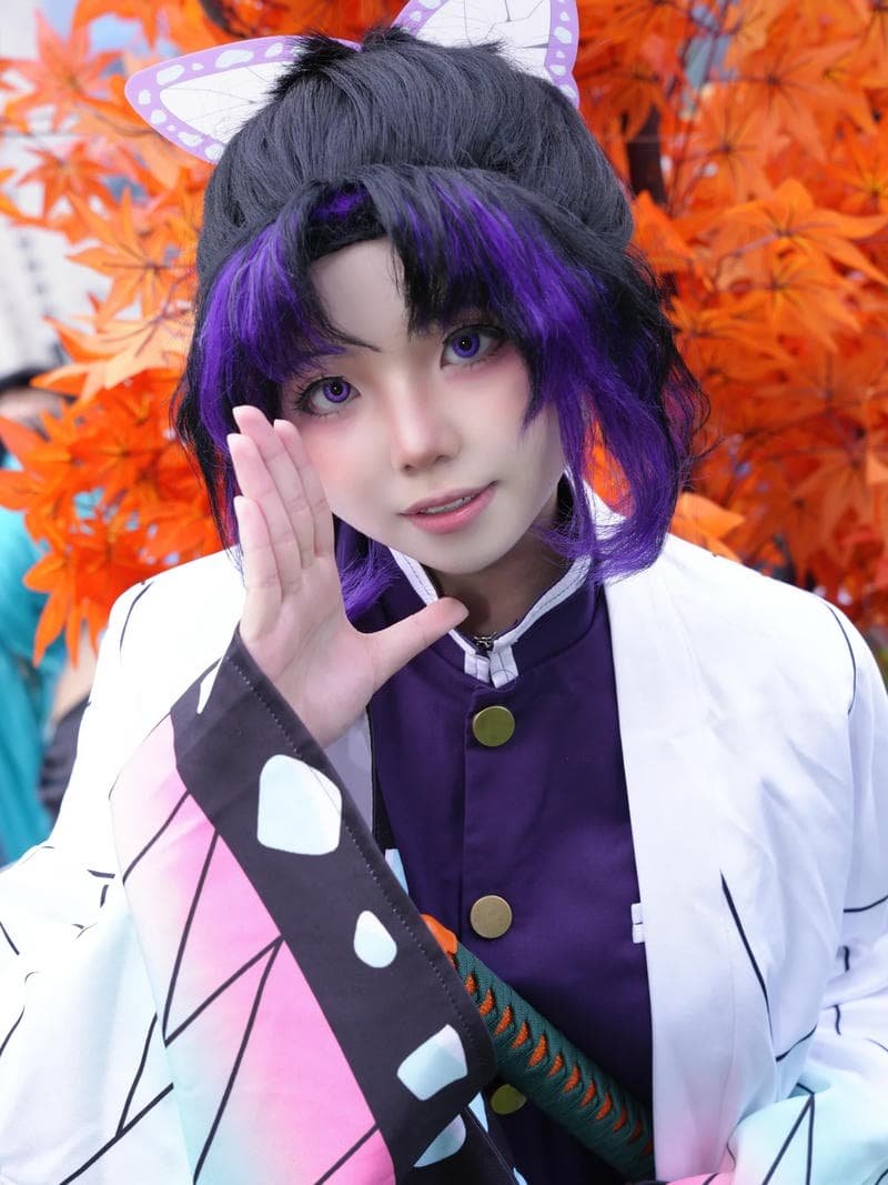Shinobu cosplay full body tóc và trang phục màu tím