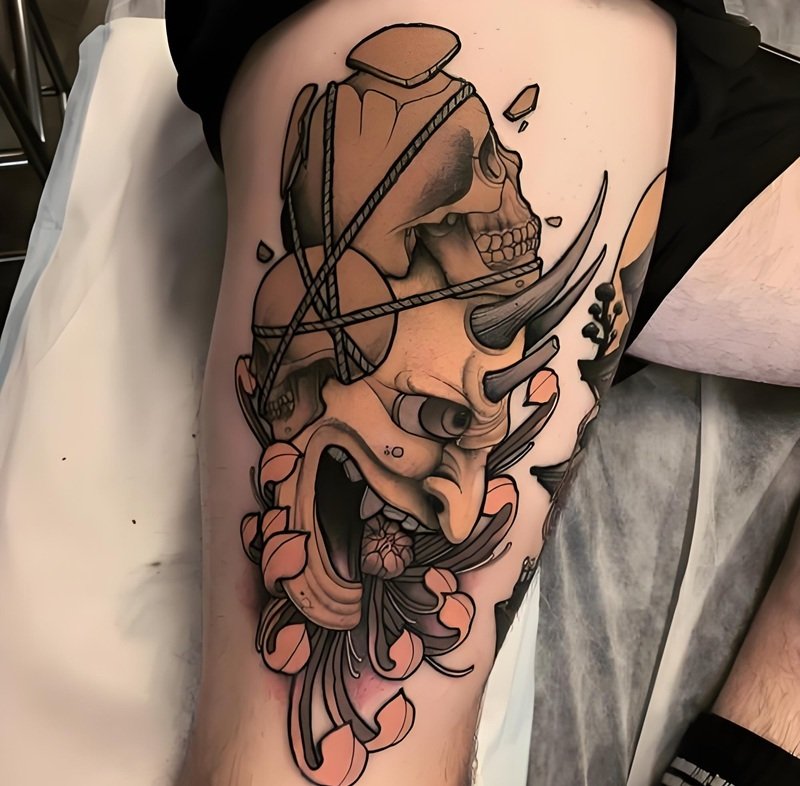 Ảnh tattoo đùi nam nghệ thuật dành cho dân chơi tattoo