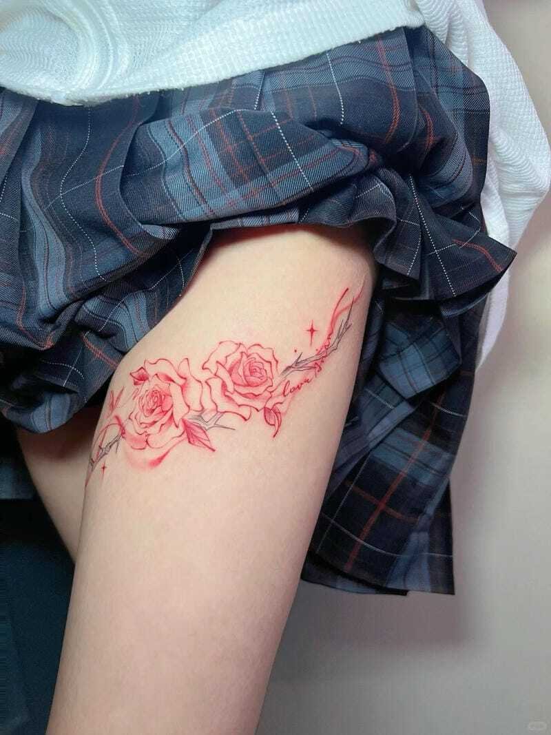 Hình ảnh tattoo đùi nam nghệ thuật cực ngầu và cá tính