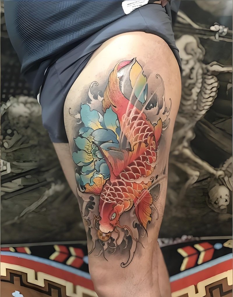 Hình xăm đùi đẹp cho nam dành cho người thích tattoo lớn