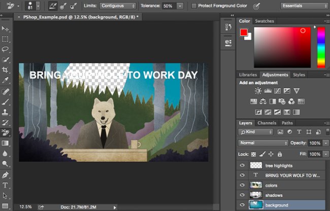 Vị trí công cụ cắt ảnh trên Photoshop
