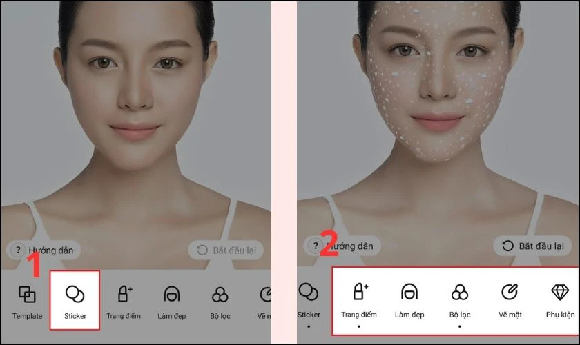 Sử dụng các công cụ Sticker