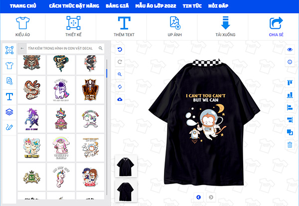 Tự thiết kế áo lớp logo hình con khỉ tại website của Đồng Phục Hải Anh