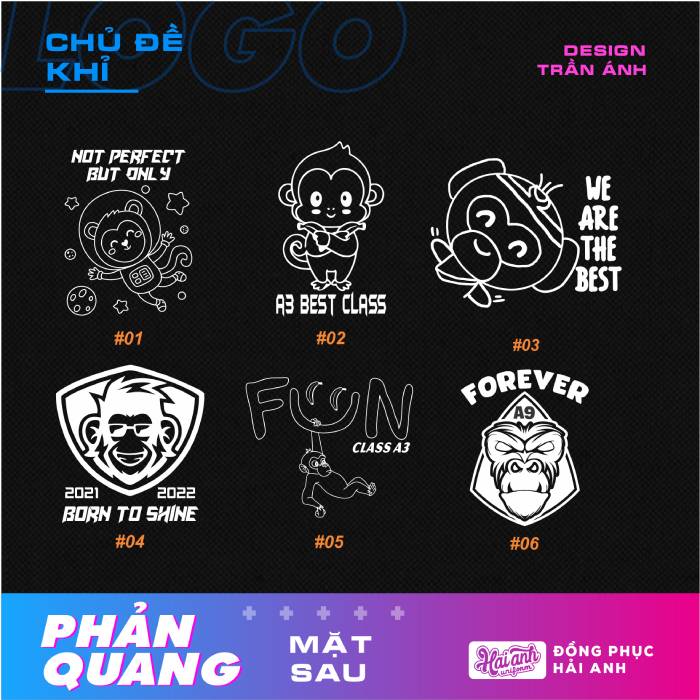BST hình con khỉ đẹp in phản quang nổi bật
