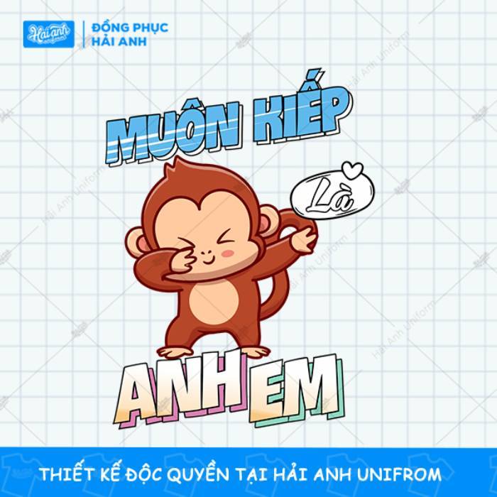 Hình ảnh con khỉ cute kèm slogan “Muôn kiếp là anh em”