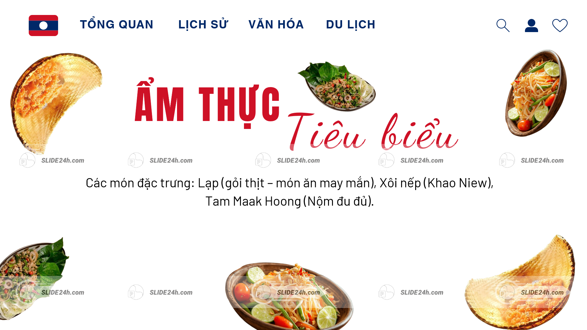 ẩm thực lào lạp xôi nếp nộm đu đủ truyền thống