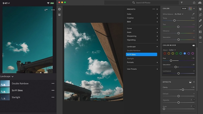 Giao diện làm việc trên Lightroom
