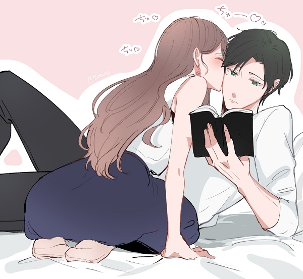 Hình ảnh anime hôn nhau trên giường