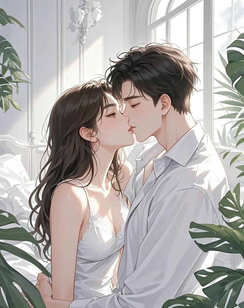 Anime hôn nhau cute với biểu cảm ngọt ngào