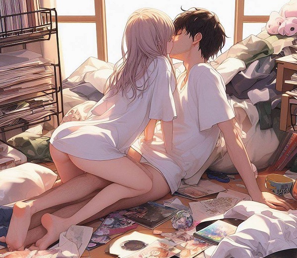 Hình ảnh anime hôn nhau bên cửa sổ