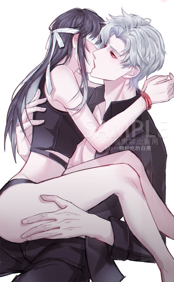 Hình ảnh anime hôn nhau trên giường nhẹ nhàng