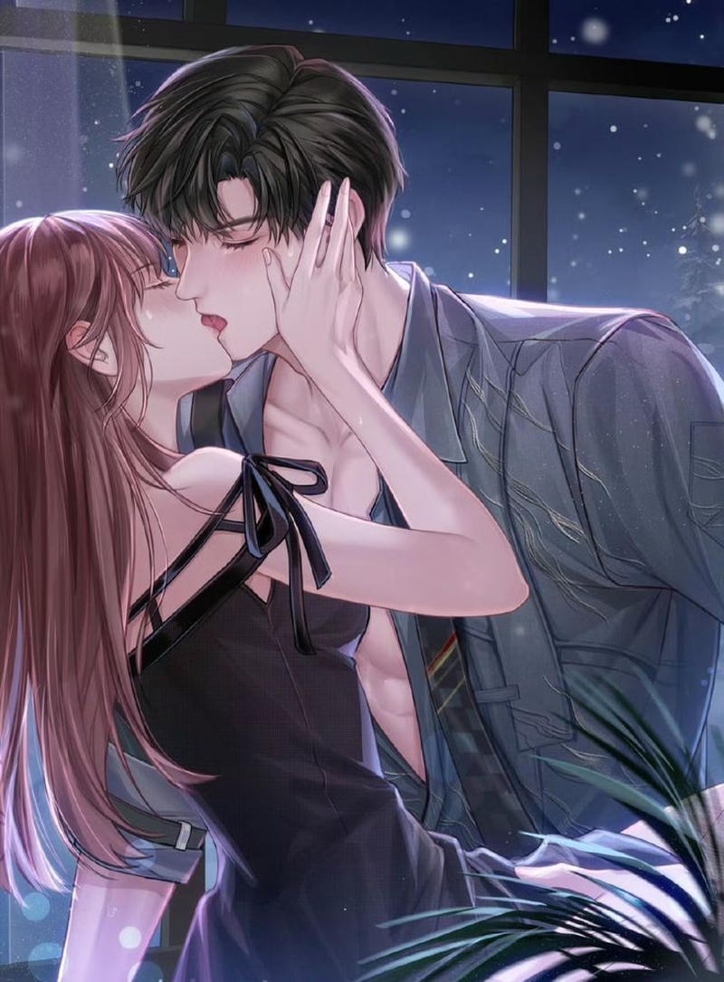Cặp đôi anime thể hiện tình cảm qua nụ hôn