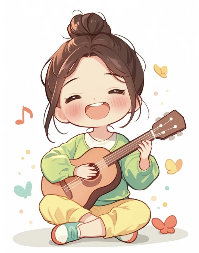 ảnh chibi nữ dễ thương đánh đàn
