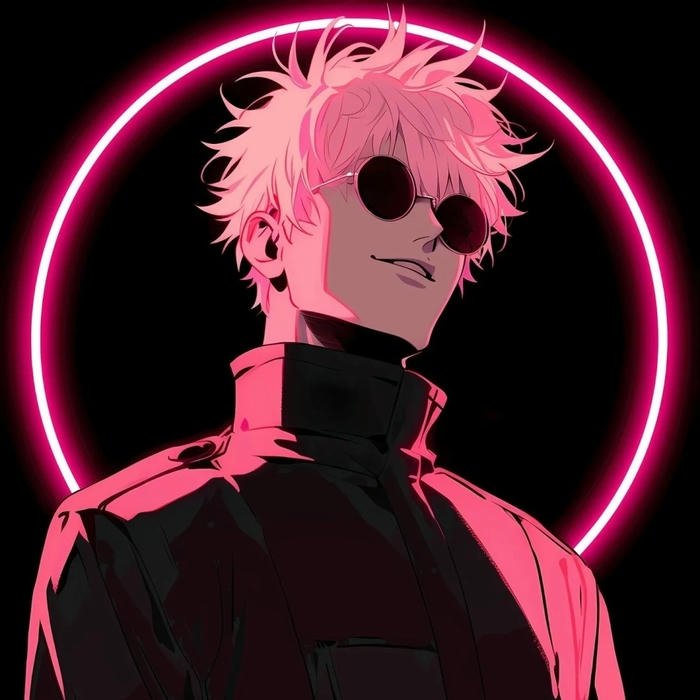 avatar anime cool nam với vòng sáng neon hồng