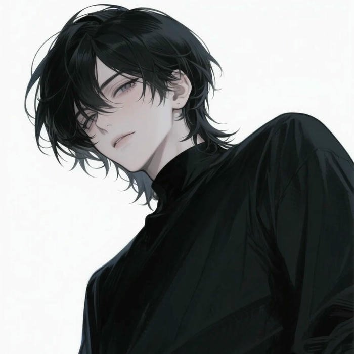 avatar anime cool nam mặc áo đen góc nghiêng