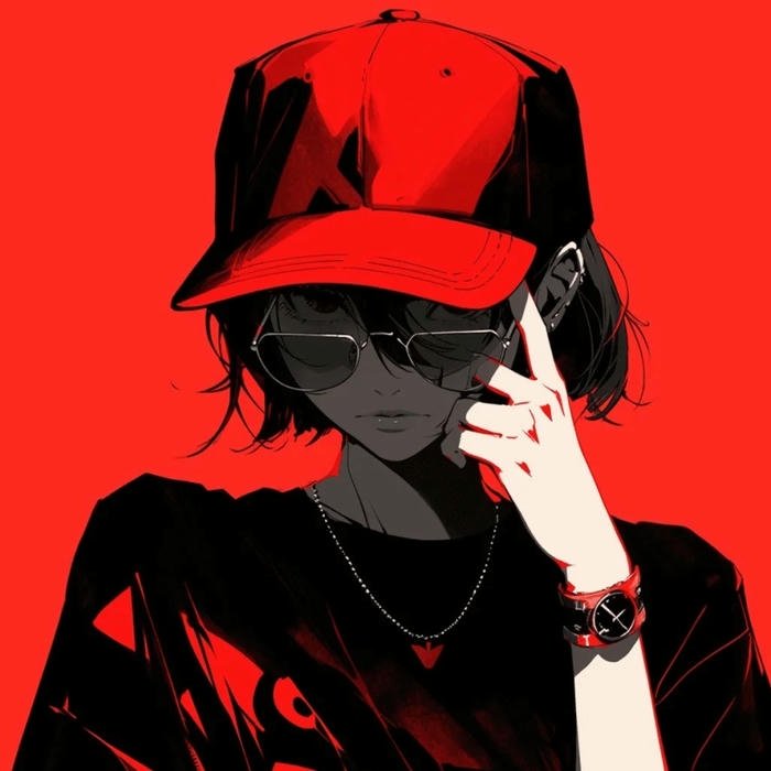 ảnh đại diện anime chất nữ đội mũ nền đỏ