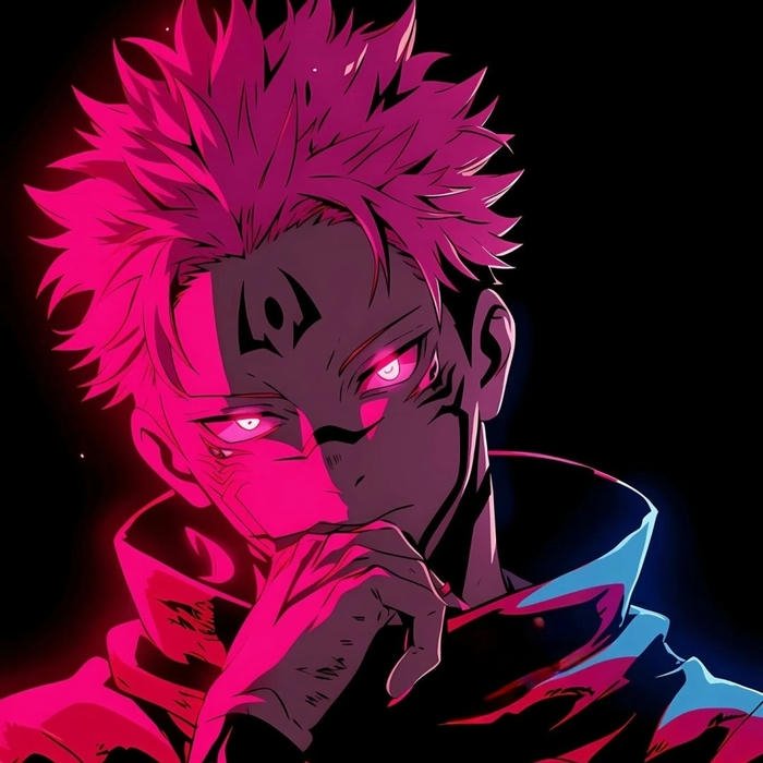 avatar anime cool nam tóc hồng hiệu ứng neon