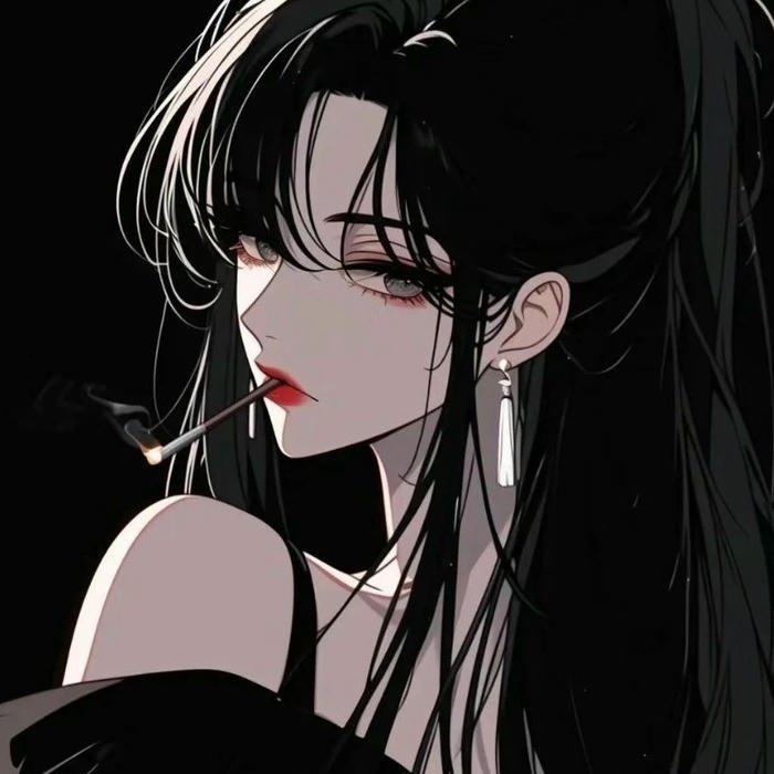 avatar anime cool cô gái tóc đen nhìn nghiêng