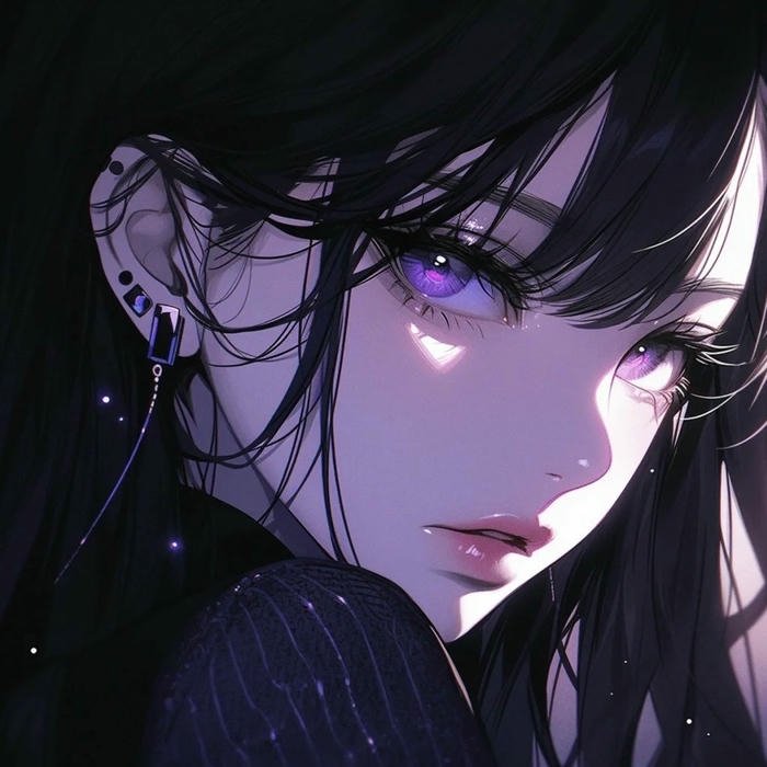 avatar anime cool cô gái trong ánh sáng tím mờ